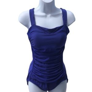 Royal blue 1pc slimming ruched swimsuit